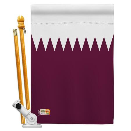 COSA 28 x 40 in. Qatar Flags of the World Nationality Impressions Decorative Vertical House Flag Set CO4120315